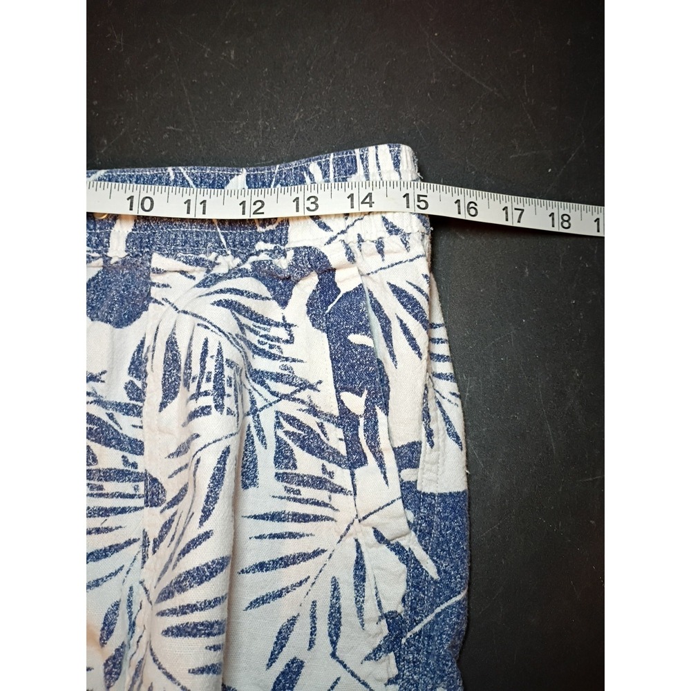 Nautica Womens Shorts S Blue Floral Linen Blend Drawstring Flat Front Casual - Picture 8 of 9